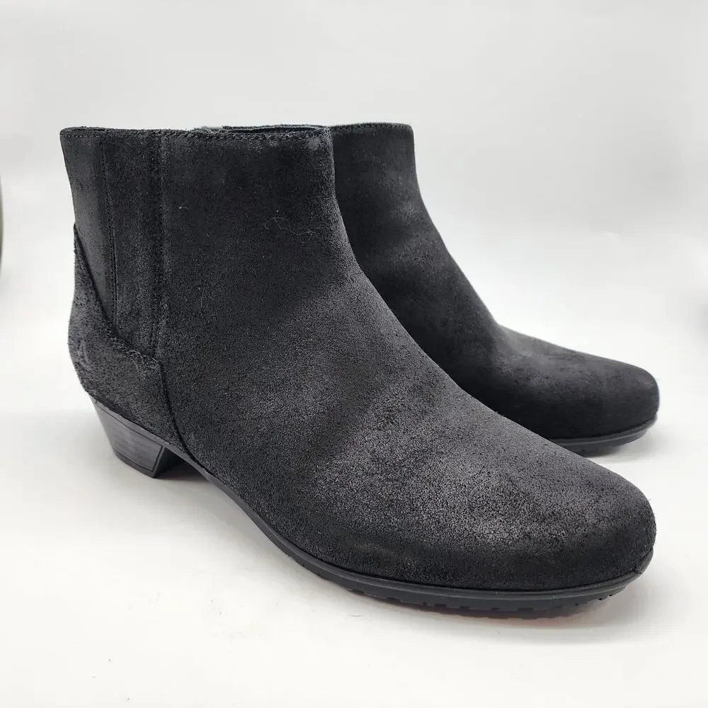 Abeo Melanie Metatarsal Short Boots Size 9.5 Black Oiled Leather Side Zip Bootie